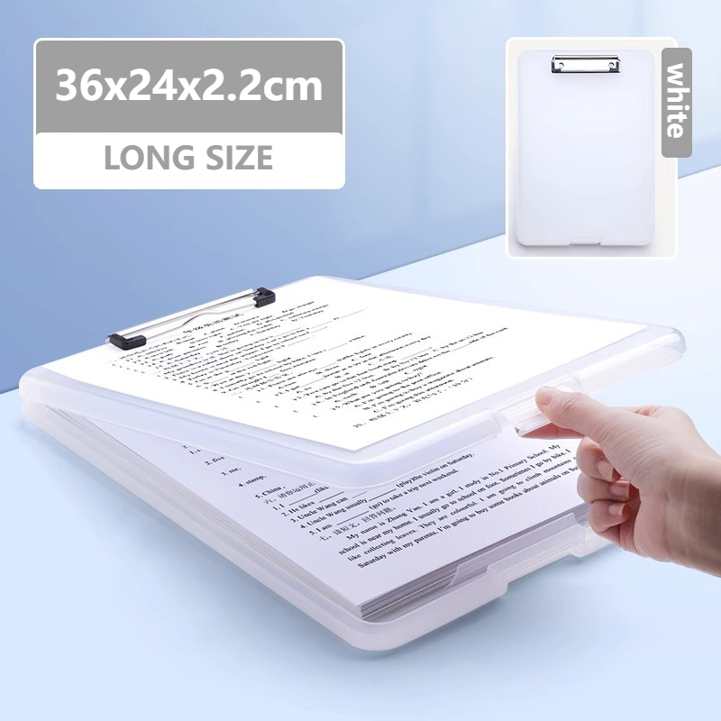 Long Clipboard with Storage File Box File Case File Folder Organizer Document Box with Clip Board Clip Open 2in1