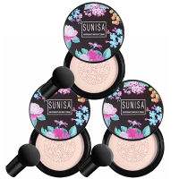 3PCS SUNISA Foundation Mushroom Head Air Cushion Waterproof CC Cream Frost Concealer Oil Control Face Mask Foundation WaterProof Original Set Air Cushion BB Cream Natural/Ivory White 20g SPF 50 Long Lasting Foundation Oil Control