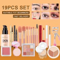 19Pcs Makeup Set Cosmetic Kit Liquid Foundation+BB Cream+Concealer+Eyeshadow Palette+Face Powder+Powder Blusher+Mascara+Eyeliner+Eyebrow pencil+Lip Glaze+Eyelash curler