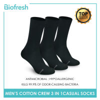 Biofresh Mens Antimicrobial Odor Free Cotton Thin Casual Crew Socks 3 pairs in a pack RMCKG9