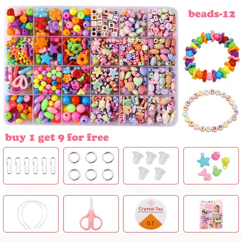 Hello Beads 24 Grid Beads Set Kids Toy Mix Color Bead Bracelet Jewelry Making DIY Craft Accessories