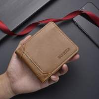 【Genuine Cowhide Leather】ManBang Brand Mens Wallet Original Short Tri-Fold First Layer Cowhide Purse Horizontal Fashion