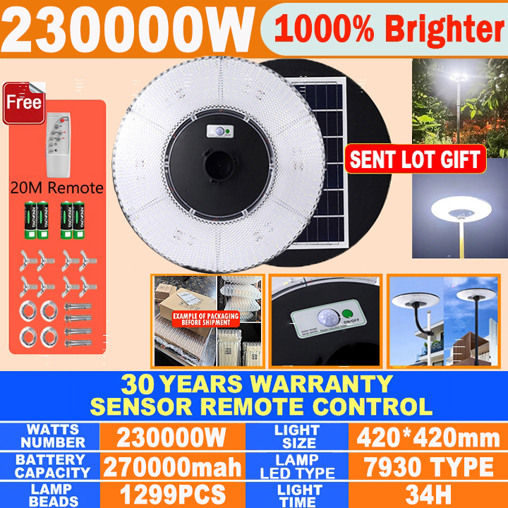 UFO Solar street light outdoor light heavy duty waterproof IP68 Solar lamps energy saving motion sensor round Garden light Automatic spot light with sense remote control