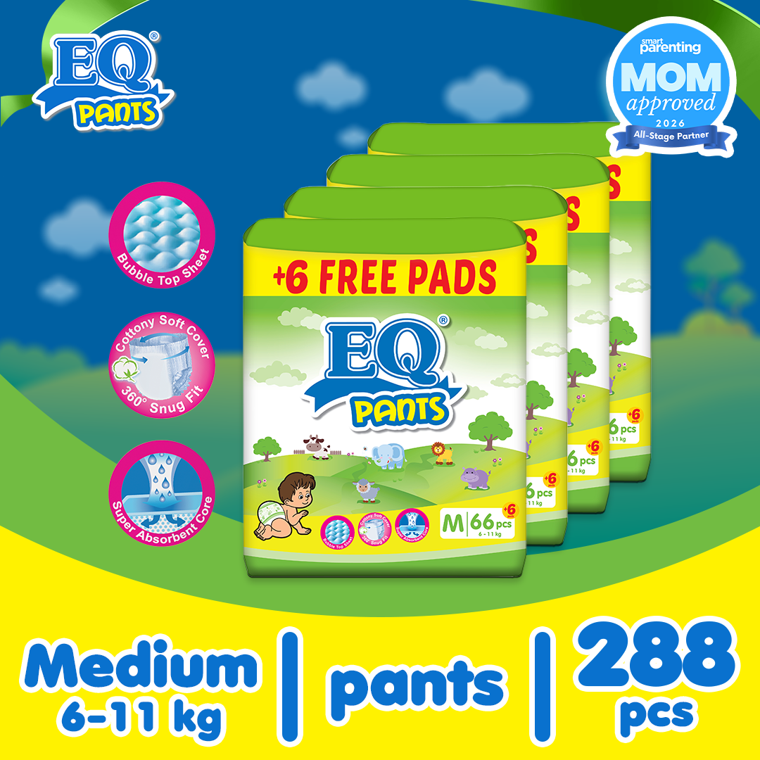 EQ Pants Mega Pack Medium (6-11 kg) - 66 pcs x 4 packs (264pcs) - Diaper Pants