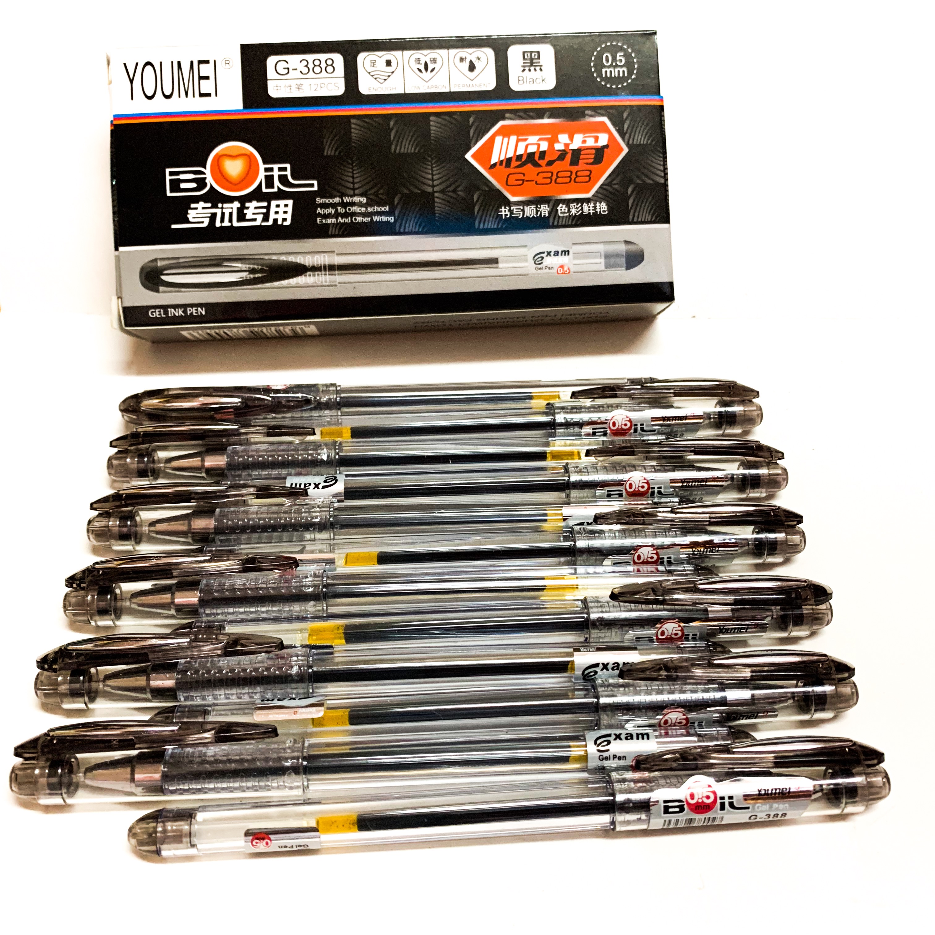 0.5mm G-388 Black Ink Gel Ink Pen 12pcs in a box