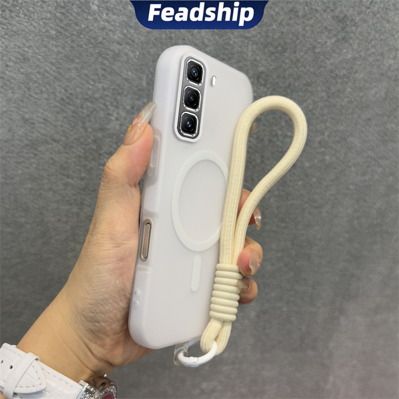 Feadship 2 in 1 Case for infinix hot 50 60 pro plus hot 50 60 60i 4g phone casing shockproof Cover new design aesthetic Jelly shell dual color with lanyard Wireless Magnetic GDBSWX01