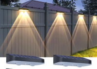 Vimite 6 LED Solar Garden Light Outdoor Waterproof Automatic Sensor Wall Light Up and Down Lighting Christmas Decoration Fence Light for Yard Villa House Corridor Patio Landscape Warm White