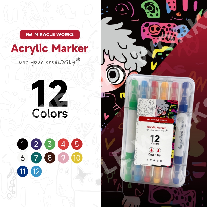 MW 12/24/36/48/60/72/96/120Colors Dual-Tip Acrylic Marker Pen Set For Childrens Painting Art School Supplies