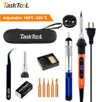 TASKTOOL 80W Soldering Iron Set LCD Digital Display Temperature Adjustable 220V  Electric Soldering Iron Set Soldering Repair Kit