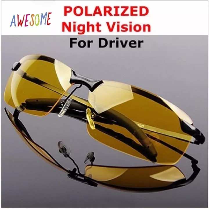 Kính lái xe ban đêm PC phân cực chống tia UV màu vàng siêu nhẹ cao cấp dùng ngoài trời thời trang cho nam ORTS