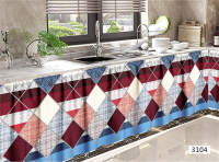 [Buy 2 Take 2] HTC Lababo Kitchen Curtain Short Curtain 4PCS 150*70cm Cover Cabinet Curtain Sink Curtain Kitchen Curtain Under Sink Waterproof Buy 1 Take 1