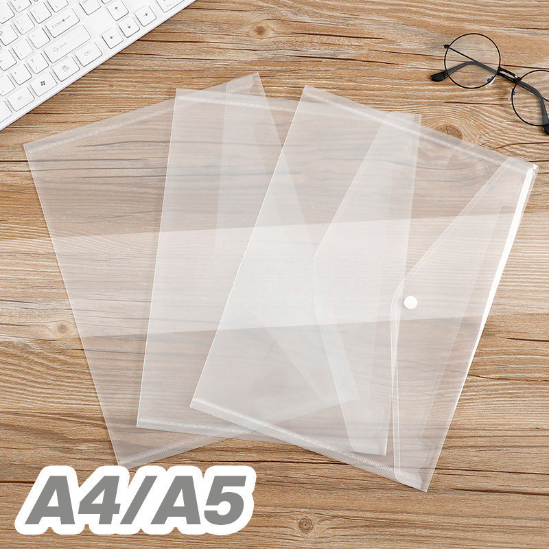 20/40/60pcs A4/A5 Paper Organizer File Cases Clear Plastic Envelope Storage Folders
