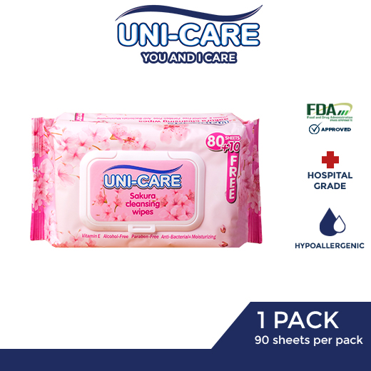 Uni-Care Sakura Cleansing Wipes 90s Pack of 1