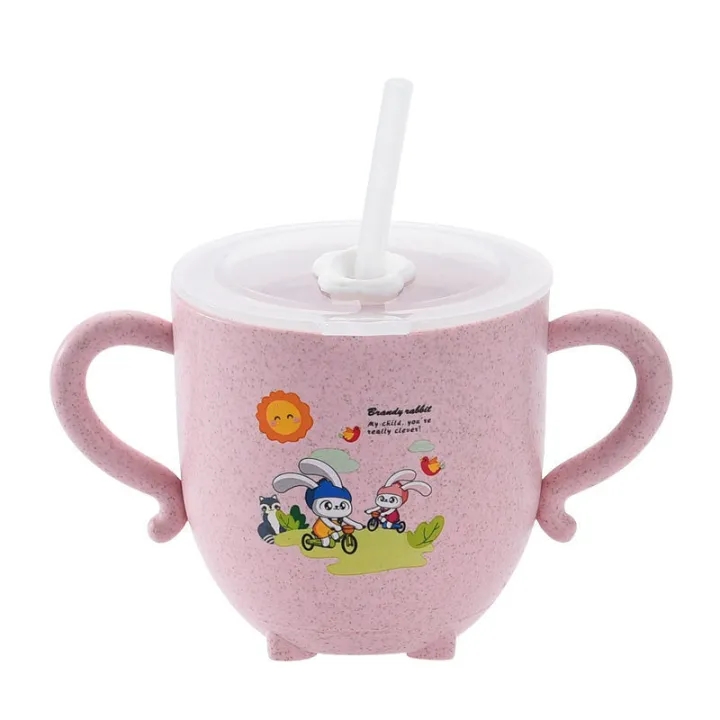 Kids Carton Milk Cups With Straw Water Cup Scale Glass Cups