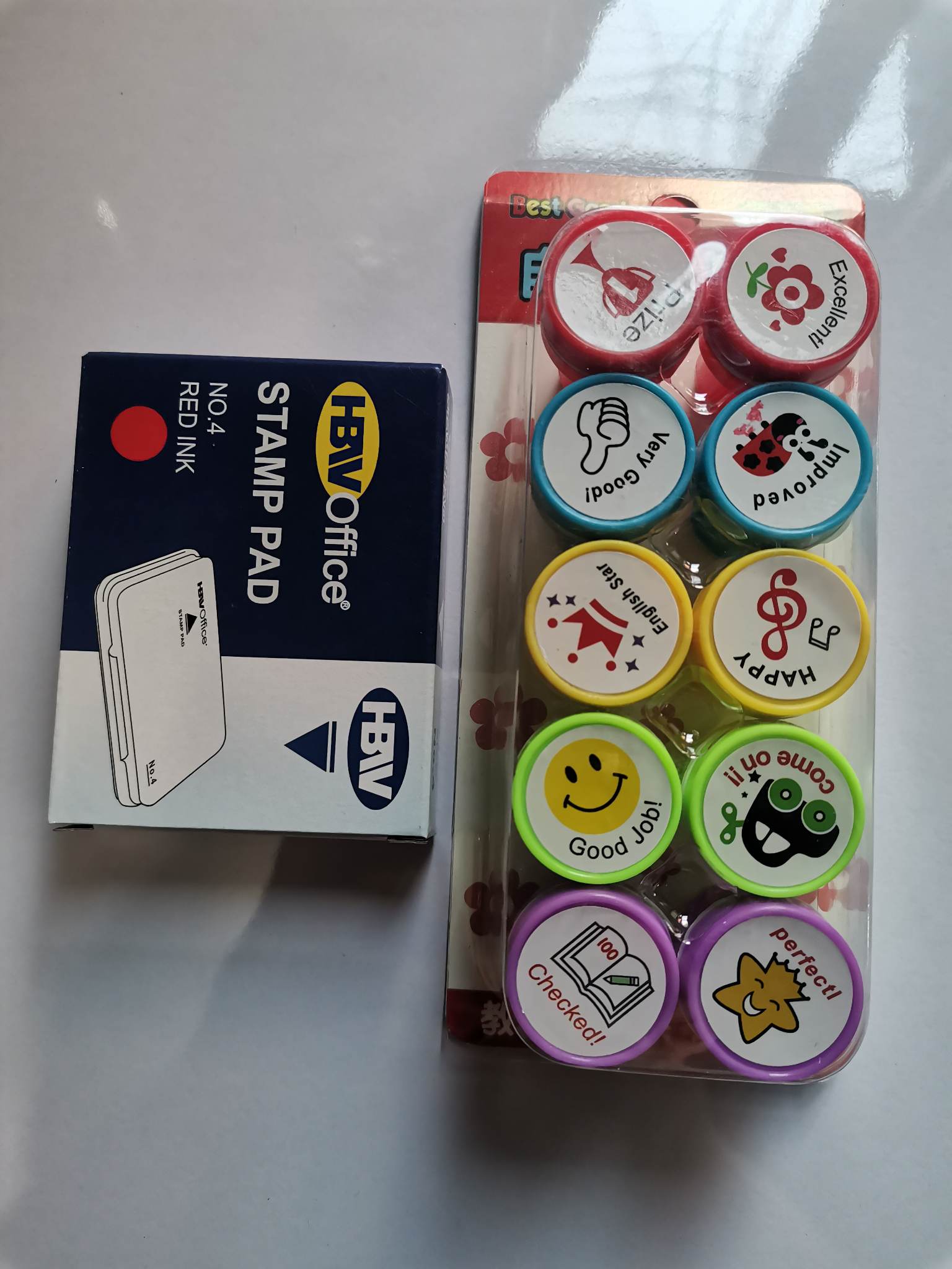 [DKI ENTERPRISES] 8pcs/Set [TEACHER SET 1 or SET 2] Stamp with Stamp Pad for Kids