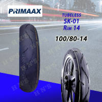 Primaax Tubeless SK-01 Rim 14 Motorcycle Tire 100/80-14 90/80-14 80/80-14 with Free Tire Sealant and Pito