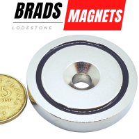 N52 Neodymium MEDIUM SIZE ROUND POT Magnet Magnetic Magazine Holster Pouch [OPTIONS~ D25mm / D32mm / D36mm / D42mm / D48mm ] and Fishing Mounting Magnet with Countersunk Hole and Screw Powerful Round Circle Magnet in Different Sizes and Capacities
