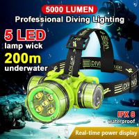 Super bright Diving Headlight Flashlight Rechargeabl Waterproof Headlamp Rechargeable LED Flashlight