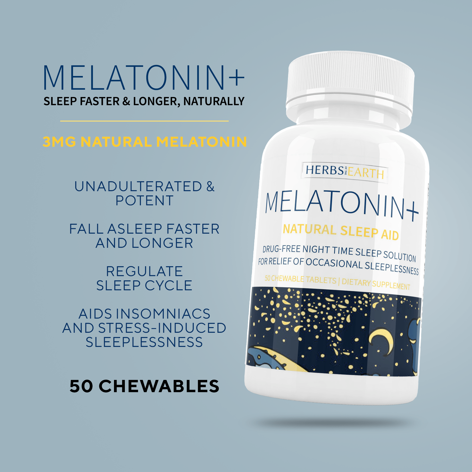 Melatonin 3mg 50 chewables + ZINC 50mg 100 tabs Immunity Pack Anti