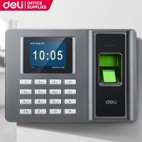Deli Fingerprint Attendance Machine Biometric Time Recorder Machine Bundy Clock (Silver Black)