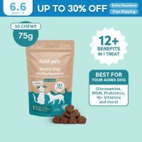 Floof Pets 12-in-1 Senior Dog Multivitamins 30 Chews (75g) Healthy Treat Snacks for Aging Dogs