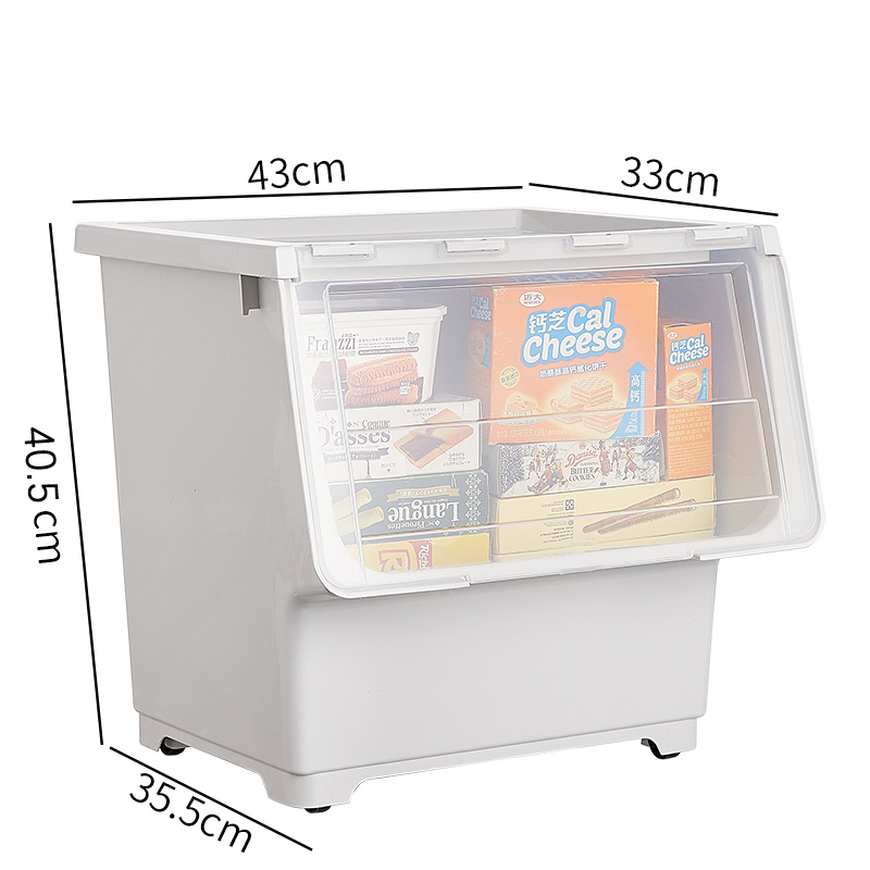 Ainossi Stackable Plastic Storage Box with wheels transparent flip top home organizer for toys ottoman snack drawer storage cabinet megabox