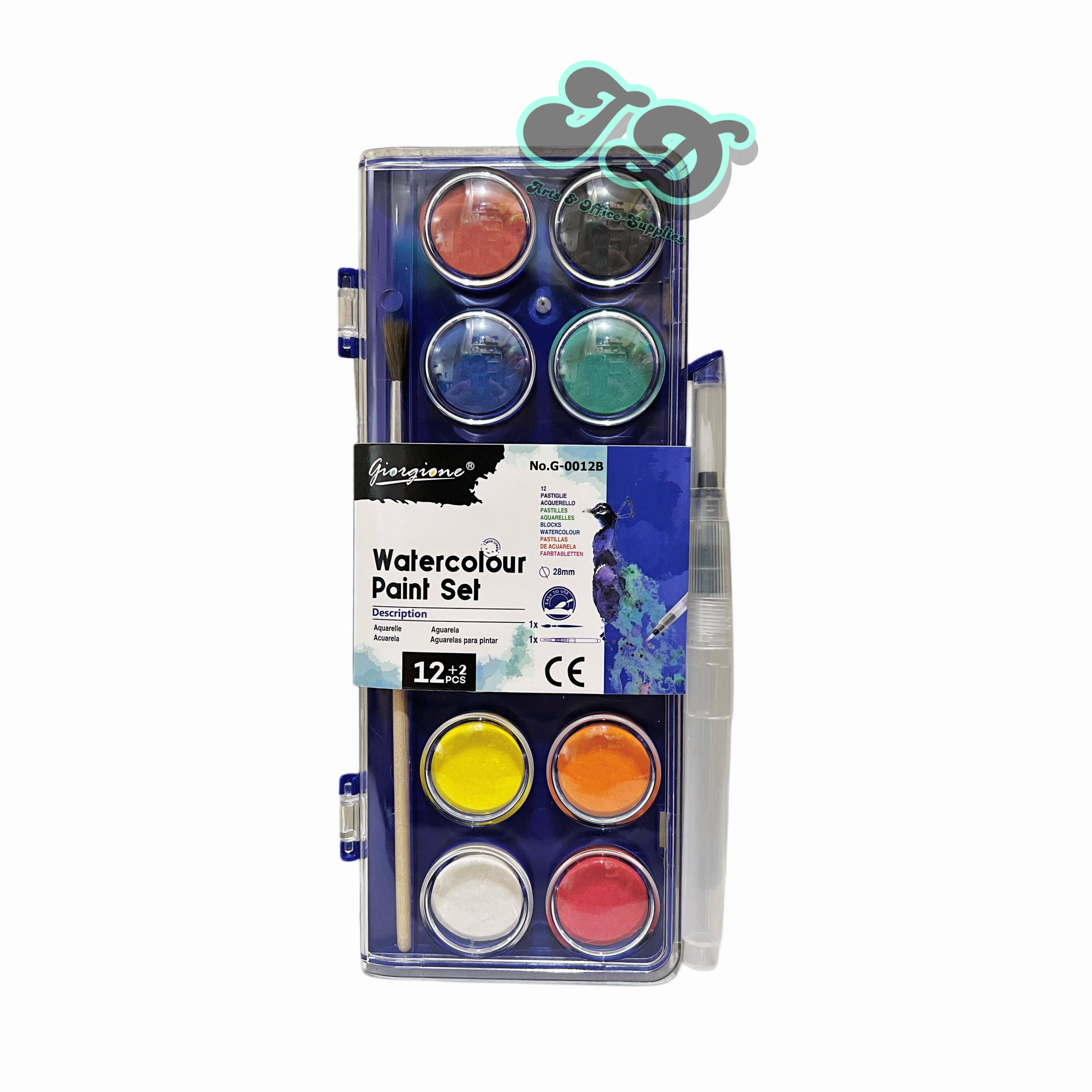 Giorgione Watercolor Paint Set - 12/24 Colors w/ FREE Brush & Waterbrush