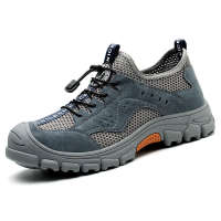 Camel Men Genuine Leather Safety Shoes Steel Toe Anti‑Smash Anti‑Puncture Breathable Labor Protection Work Footwear