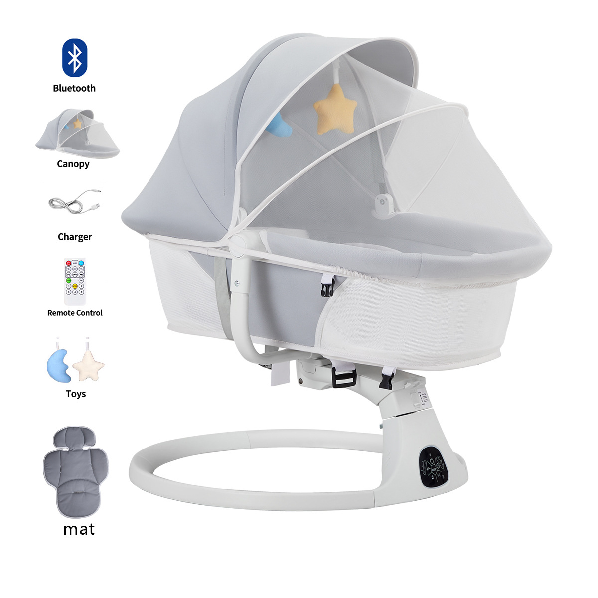 Baby Electric Rocking Chair 0-2 Years Old Bear 20kg Baby Cradle Swing Bed With Remote Control Smart Bluetooth Electric Crib With Mosquito Net Baby Swing Rocker Baby Electric Rocking Chair Smart Bluetooth Electric Cribbaby cradle Foldable mosquito net