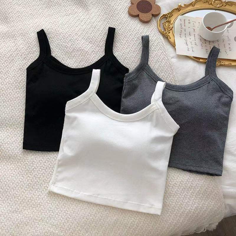 Pure cotton short camisole Outdoor base sports bra for women
