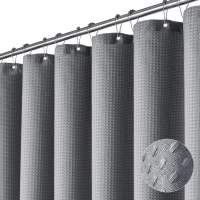 KORMES Waffle Fabric Shower Curtain with Anti-Bacterial Coating - Waterproof Polyester Linen Bathroom Partition