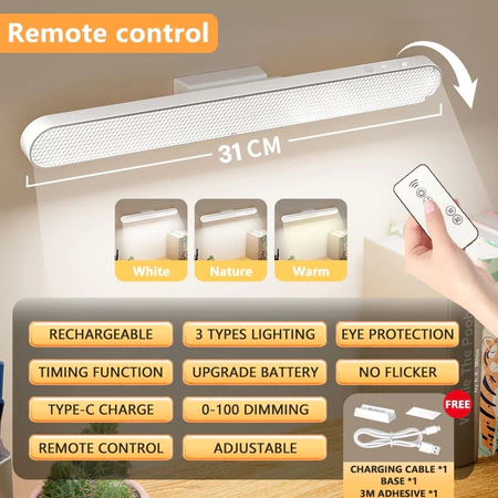 Rechargeable Led Light Magnetic Table Lamp Remote Control Cabinet Light Dimmable Desk Lamp For Study
