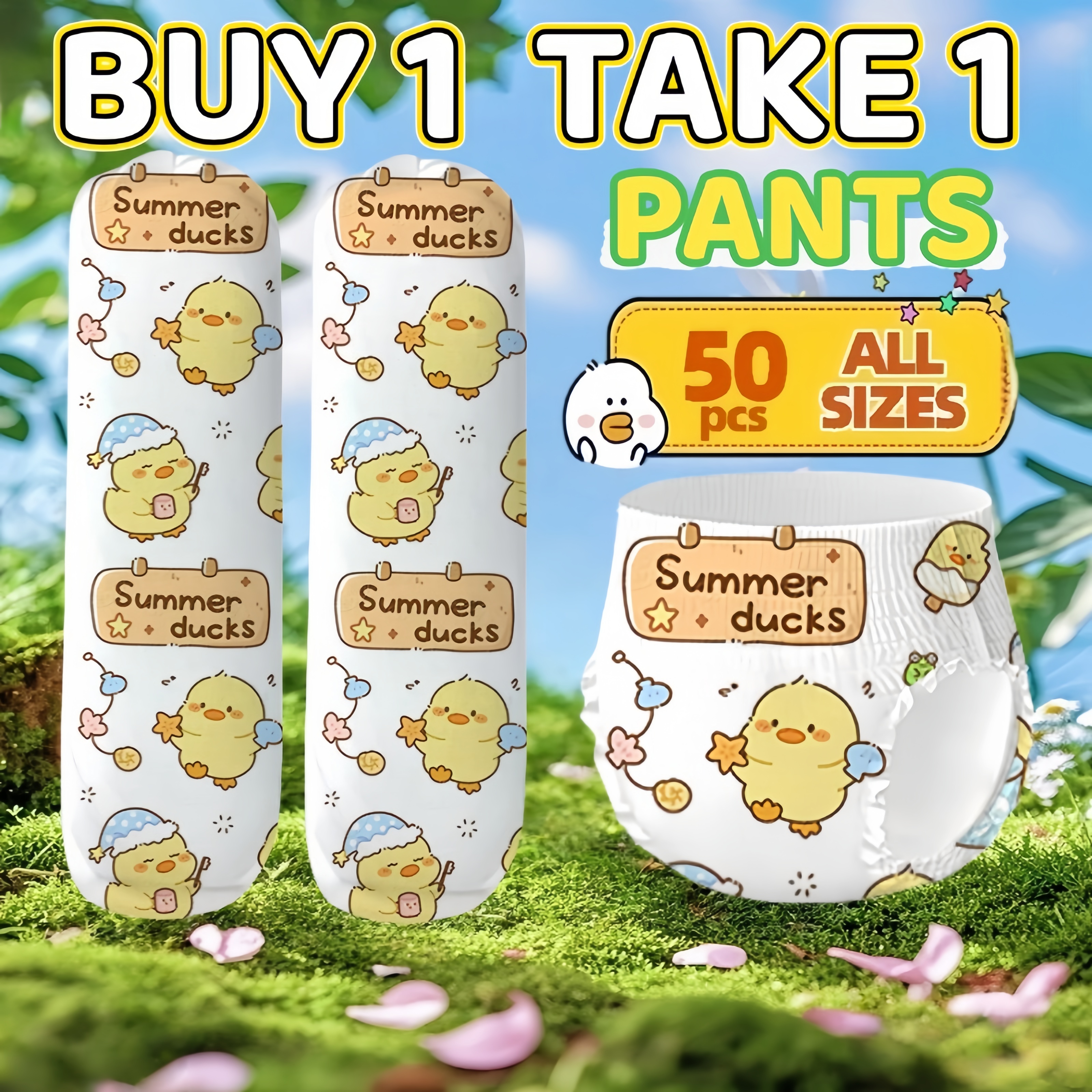 Baby Diaper 50pcs Pants Pull-up Korean Ultrathin Disposable Diaper Unisex Soft and Dry Massive Absorption