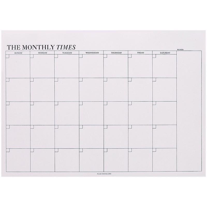 Monthly plan weekly plan note pad calendar punch-in schedule business simple text