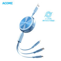 Acome ARS01 3 in 1 Retractable Data Cable Micro Type C Iph Cables 3.5A Portable up to 120cm Long Adjustable Size Support Multiple Charging - 12 Months Warranty
