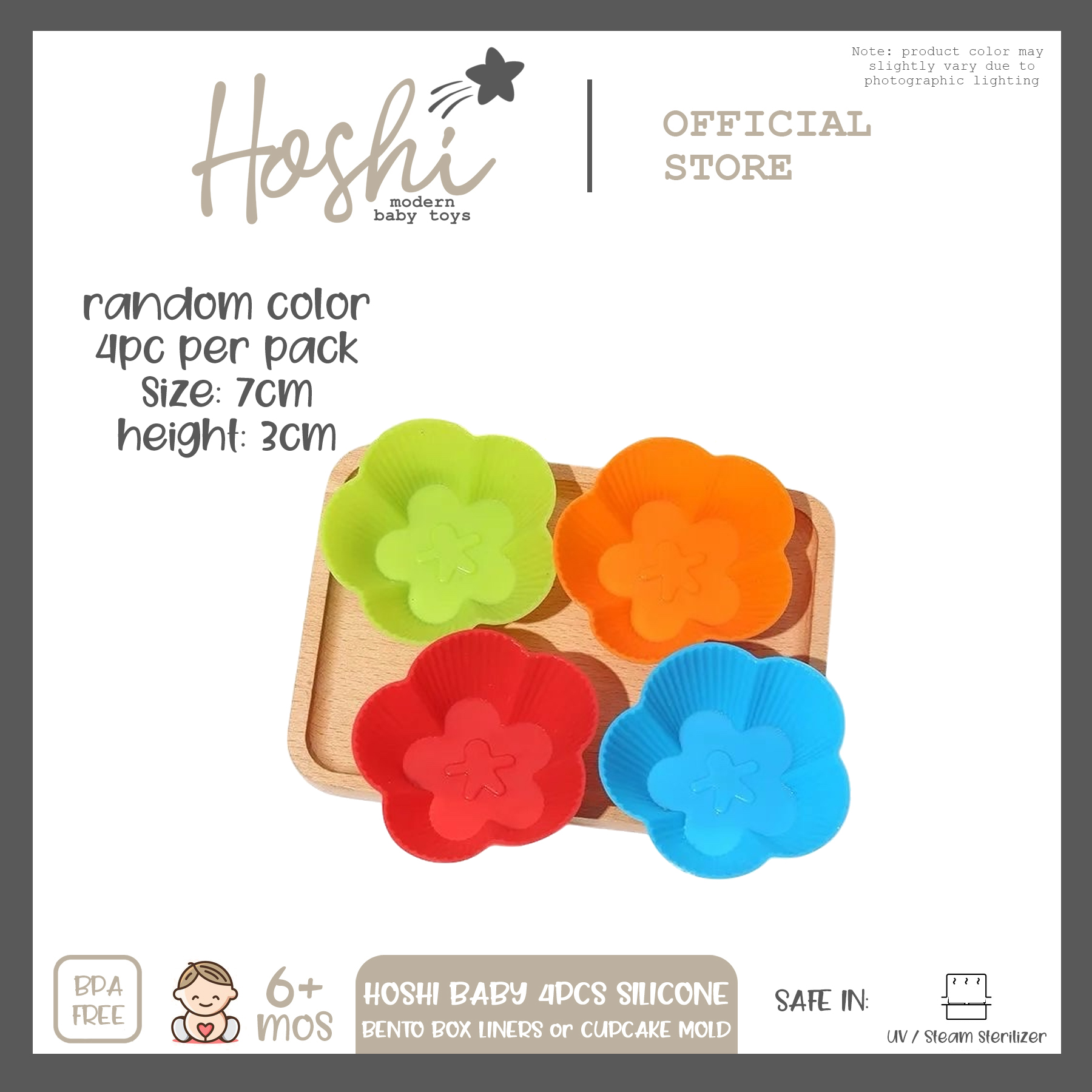 Hoshi Baby 4pcs Silicone Reusable Bento Box Liners Cupcake Muffin Baking Cups Mold for Baby Food
