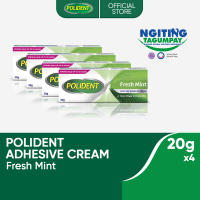 Polident Denture Adhesive Cream Fresh Mint 20g x4 12-hr Strong Kapit Gum Comfort Food Blocker