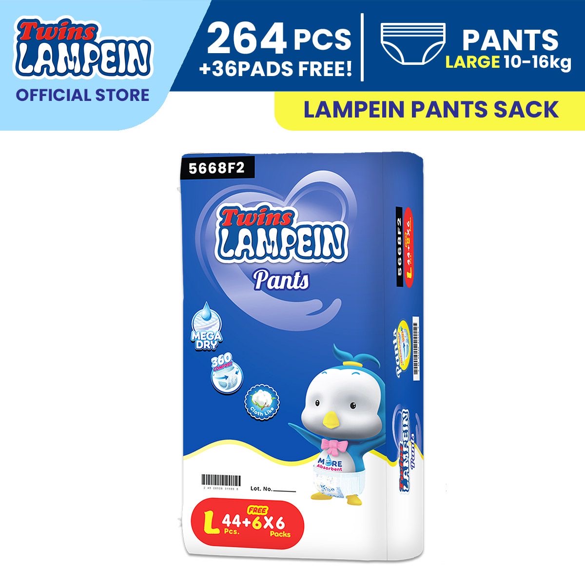 (Online Laz Exclusive) Twins Lampein Pants Large 264pcs +36pads free