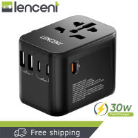LENCENT PD 30W Fast Charger Universal Travel Adapter International Charger with 2 USB Ports & 3 USB-C PD Fast Charging Adaptor All in One Worldwide Wall Charger for iPhone Samsung Laptops Type A/C/G/I (USA/UK/EU/AUS)