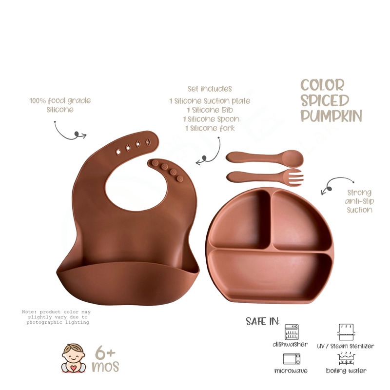 [PLE]Baby Silicone Spoon and Fork Set 100% Food Grade Silicone BPA Free Infant Toddlers Material Infant Learning Tableware