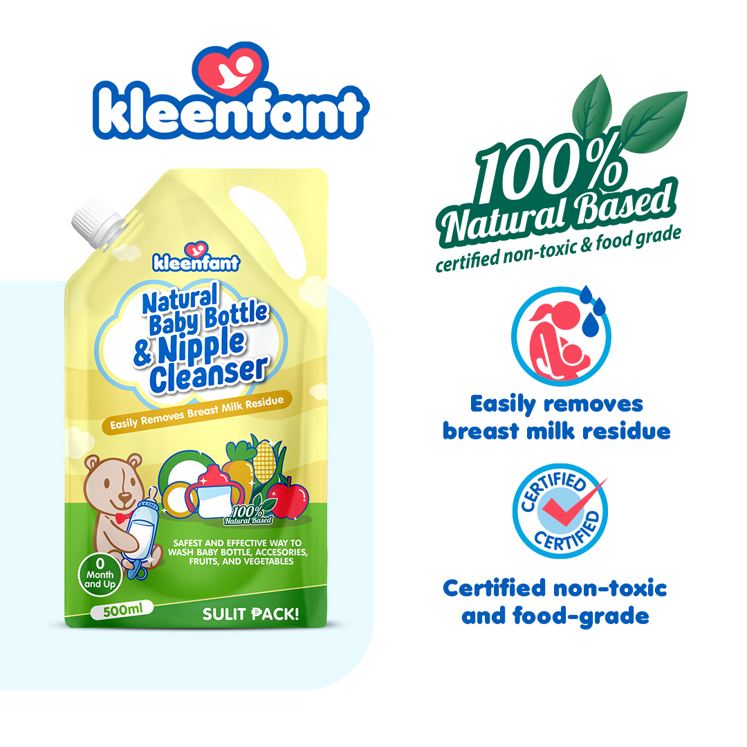 Kleenfant Natural Baby Bottle & Nipple Cleanser 500ml Bottle Pump Pack of 1 Feeding Bottle Cleaner