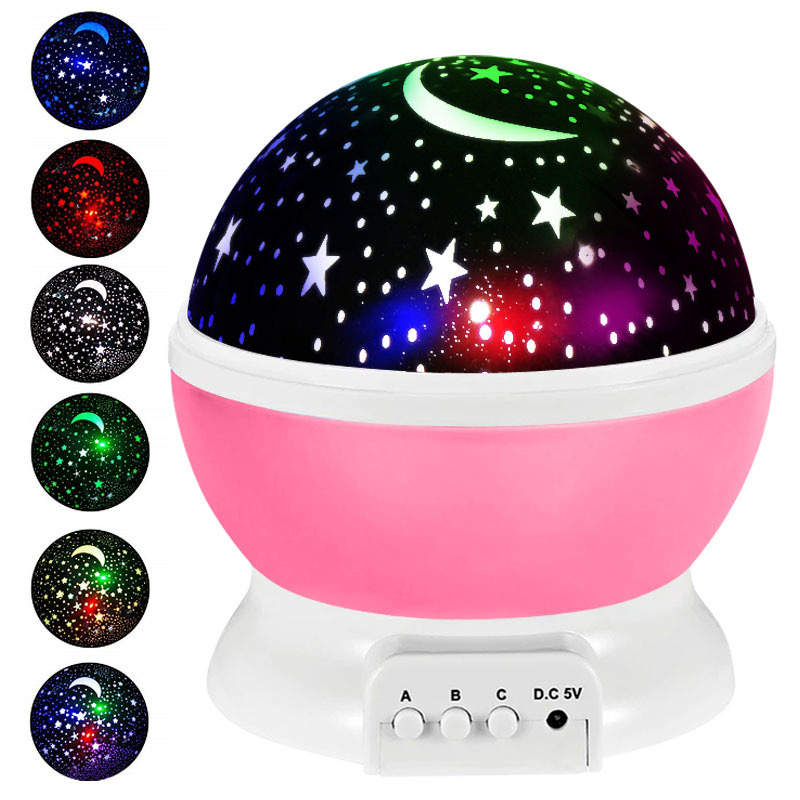 LED Starry Sky Rotating Projector Night Light Star Moon Galaxy Master Lamp Bedroom Decor Lamp for Kids Baby Room Nightlight Gift