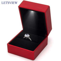 LETSVIEW Ring Box With LED Light Rings Velvet Jewelry Case LED Light Ring Box Jewelry Boxes For Ring