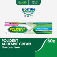 Polident Denture Adhesive Cream Flavor-Free 60g up to 12-hr Strong Kapit Gum Comfort Food Blocker