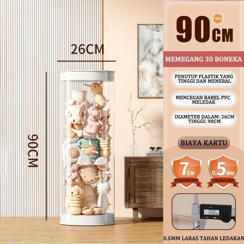 SOGO Doll Storage Bucket Transparent with Cover Toy Storage Box Toy Bucket Doll Column Storage Tube Plush PVC Toy Box