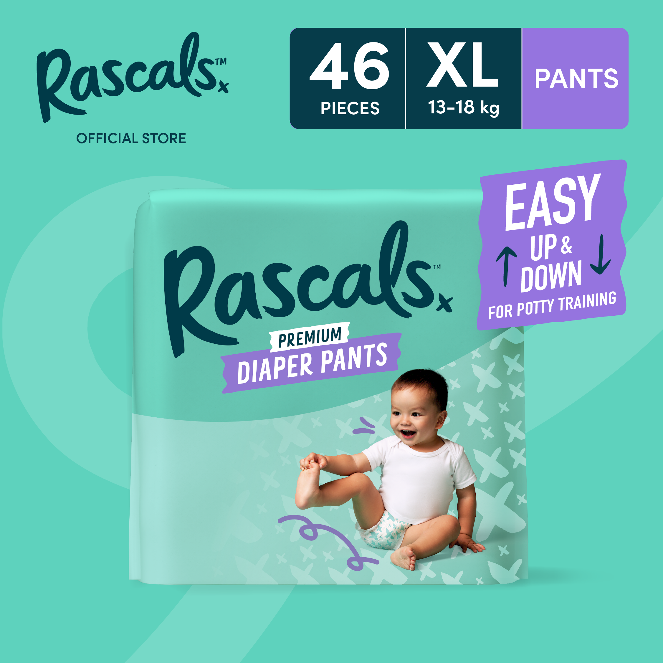 RASCALS Pants Jumbo Pack XL (13-18 kgs) - 46 pcs x 1 (46pcs) - Diaper Pants