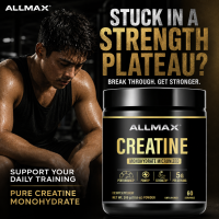ALLMAX Creatine Monohydrate Micronized - Performance Power Strength - 5g per Serving - Dietary Supplement - Unflavored - 60 Servings - Pure Creatine Monohydrate