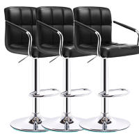 LIVEOUTER Bar Stool High Chair Set of 3 Counter Height Adjustable 360 Degree Swivel Seat Modern Bar Chair