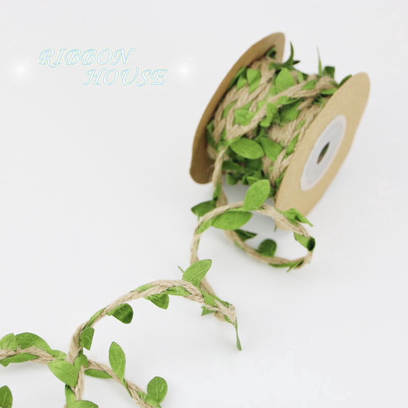 Dây lanh hình lá cây hạt phỉ có hoa với lá màu xanh lá cây dây ruy băng làm vườn tại nhà dây xích tự làm thủ công