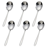 6PCS Large Size Thickened Stainless Steel Soup Spoon Public Sharing Spoon for Home Restaurant Buffet